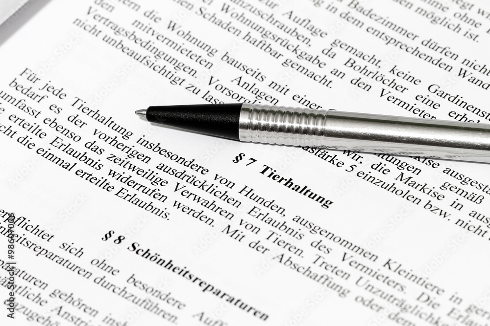 Obraz premium Mietvertragsklausel Tierhaltung