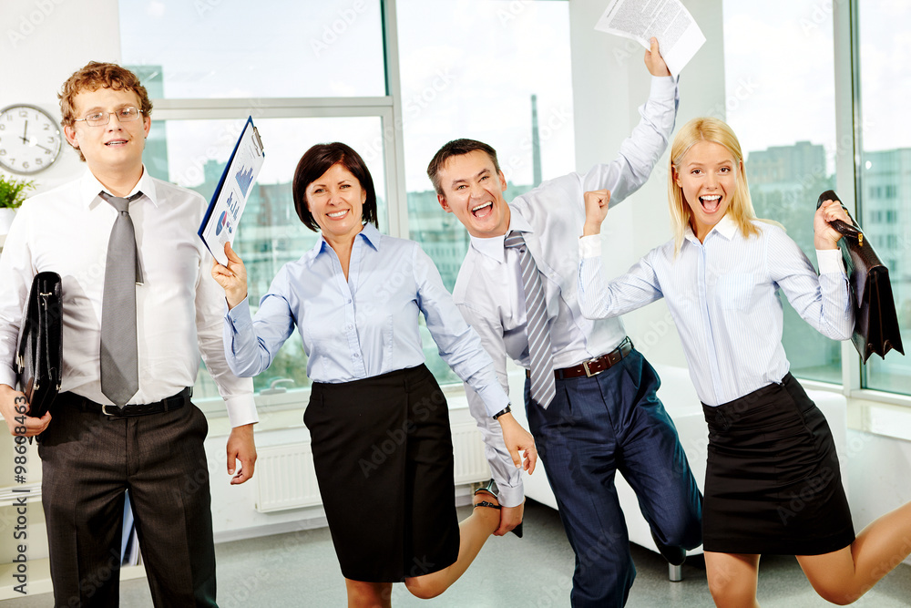 Ecstatic office workers Ecstatic office workers