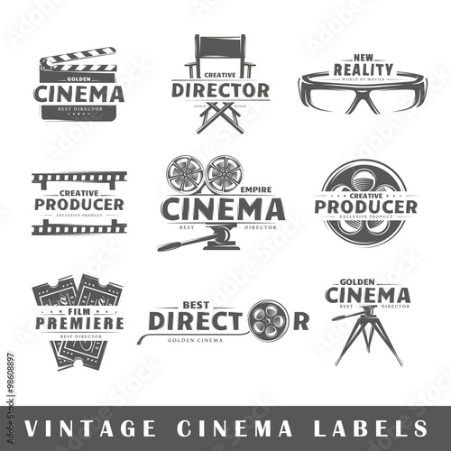 Set of vintage cinema labels
