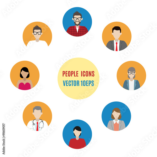 Set of vector people user icons, portraits. 