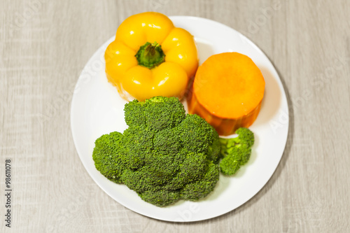 organic broccoli, pepper and pumpkin
