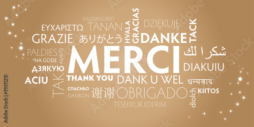 merci multilingue - dorée