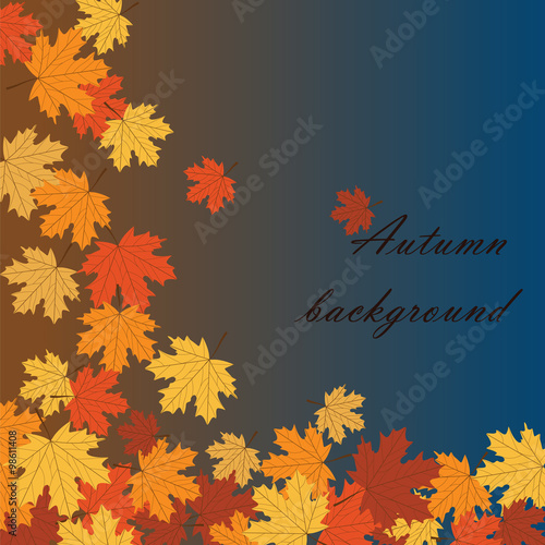 Autumn background with maple leaves. Vector
