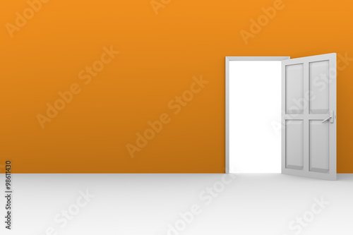 Open door orange wall