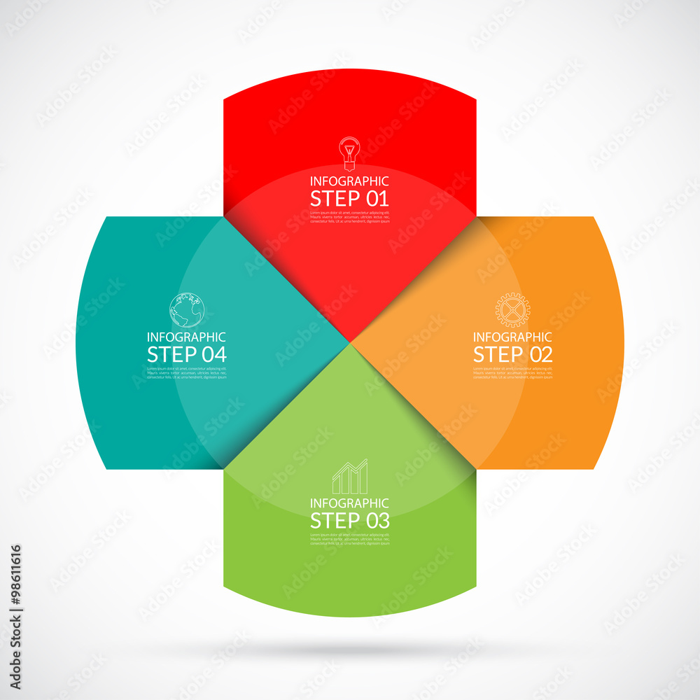 Infographic circular template. 4 steps vector background Infographic circular template. 4 steps vector background