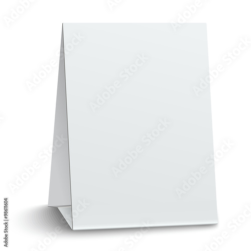 Blank paper table card isolated on white background