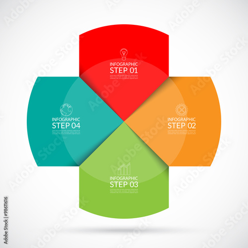 Infographic circular template. 4 steps vector background