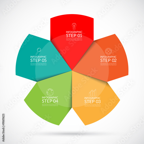 Infographic circular template. 5 steps vector background