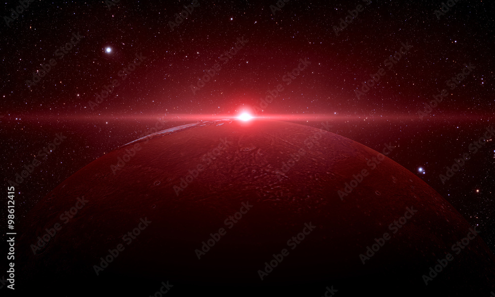 Naklejka premium The Mars sunrise shot from space showing all they beauty. Extremely detailed image