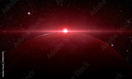 Fototapeta Naklejka Na Ścianę i Meble -  The Mars sunrise shot from space showing all they beauty. Extremely detailed image