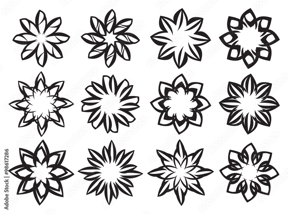 Creative Black and White Floral Design Element Creative Black and White Floral Design Element