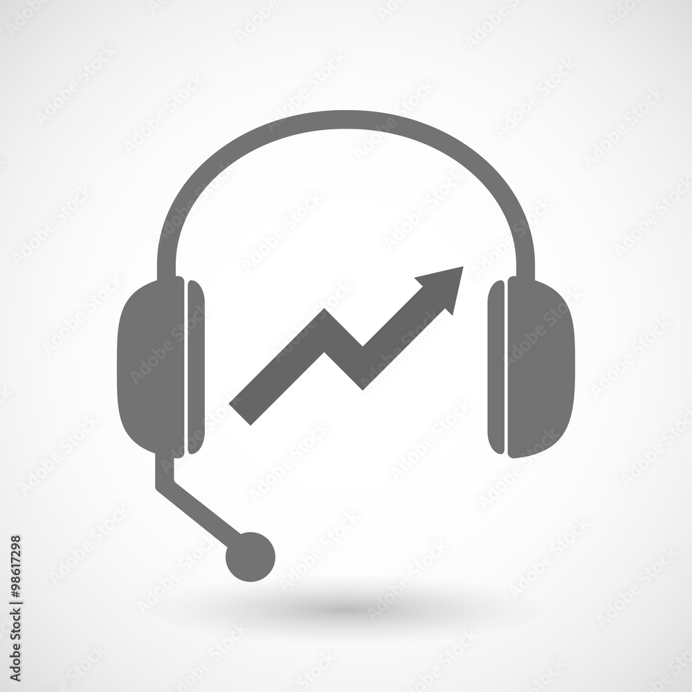 Remote assistance headset icon with a graph Remote assistance headset icon with a graph