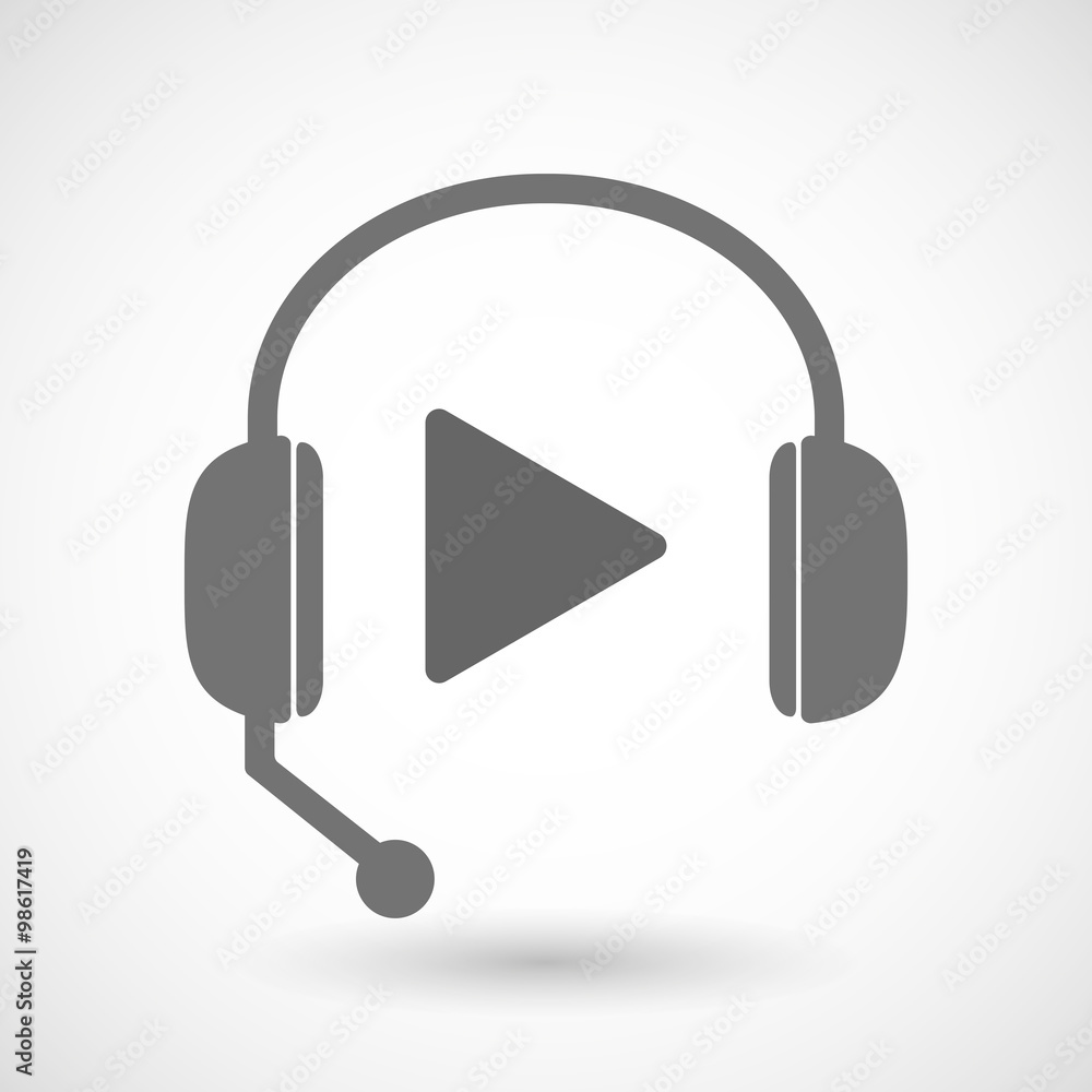 Remote assistance headset icon with a play sign Remote assistance headset icon with a play sign