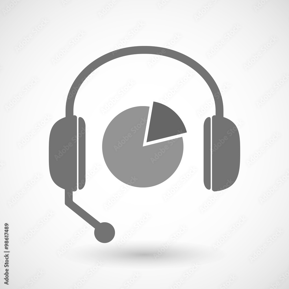 Remote assistance headset icon with a pie chart Remote assistance headset icon with a pie chart