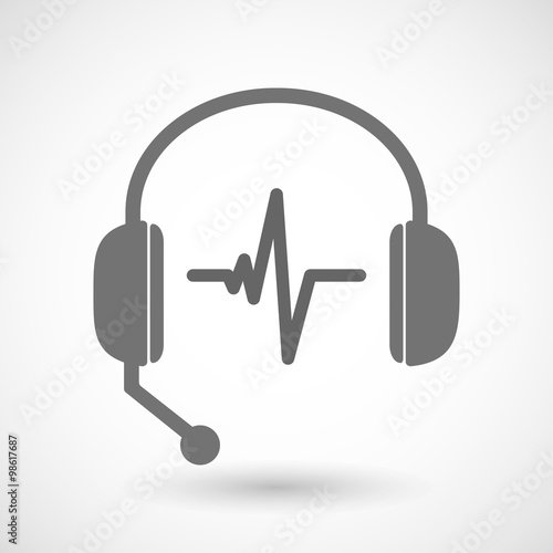 Remote assistance headset icon with  a heart beat sign