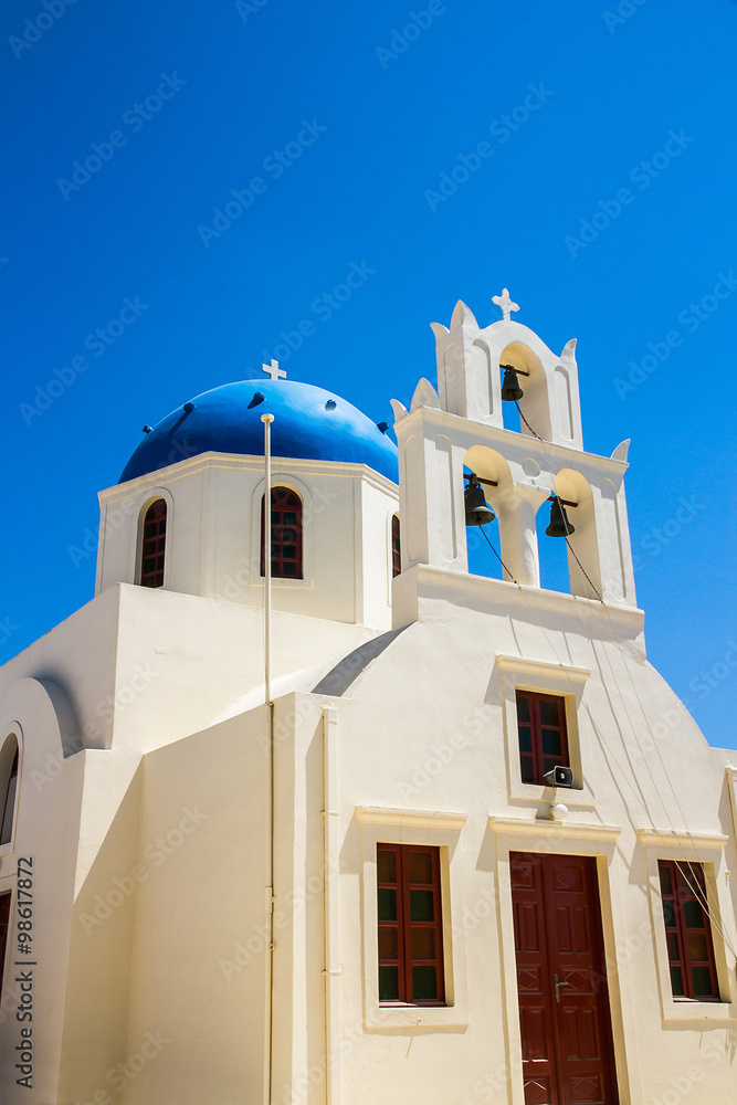 Blue Church Cupola in Santorini, Greece