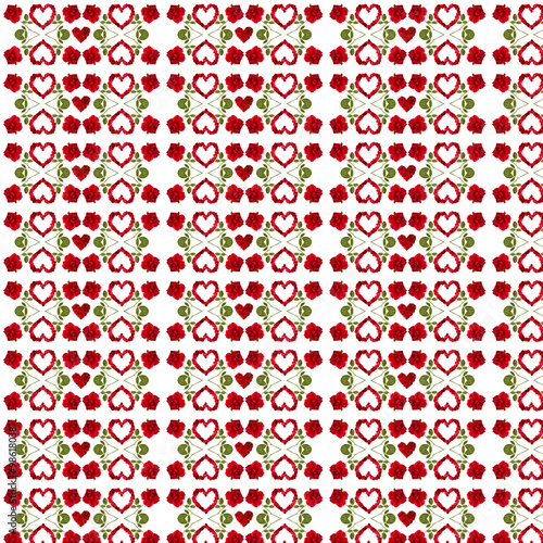 pattern red heart rose petals