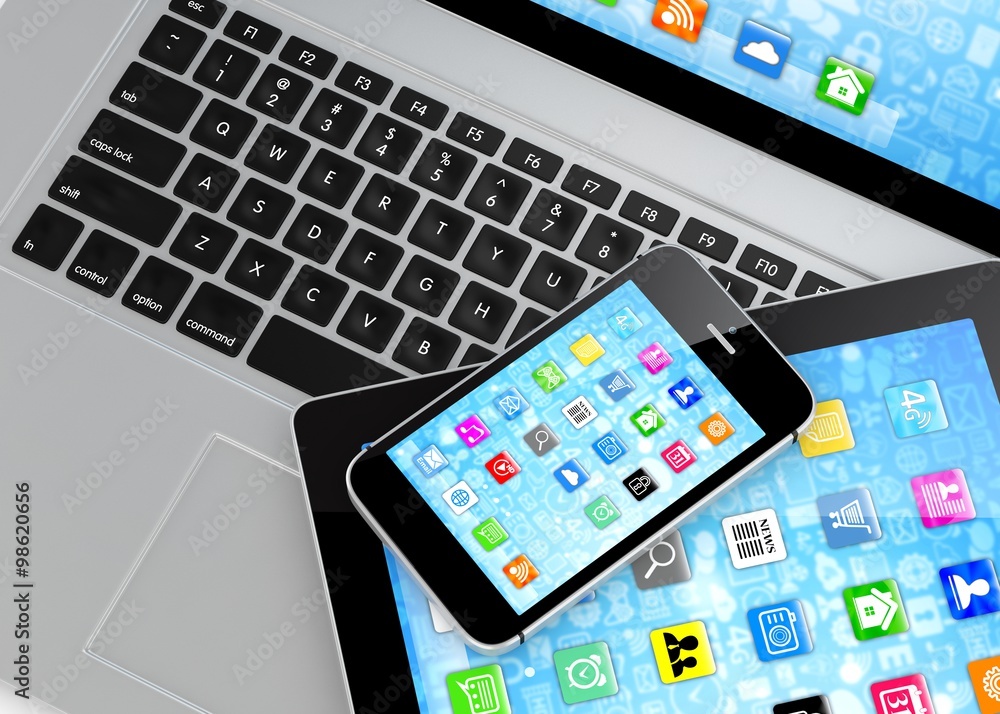 Laptop, phone and tablet pc. Laptop, phone and tablet pc.