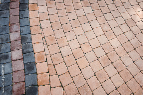 Pattern of small brick block walkway in the garden