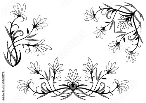 Floral elements for page decoration. Vector set illustration
