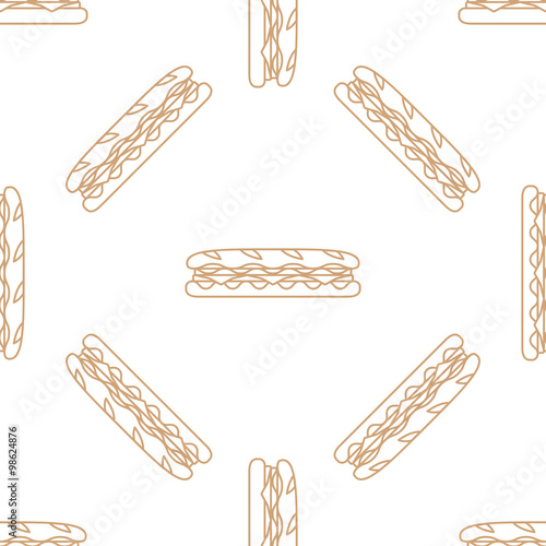 sub sandwich outline seamless pattern.