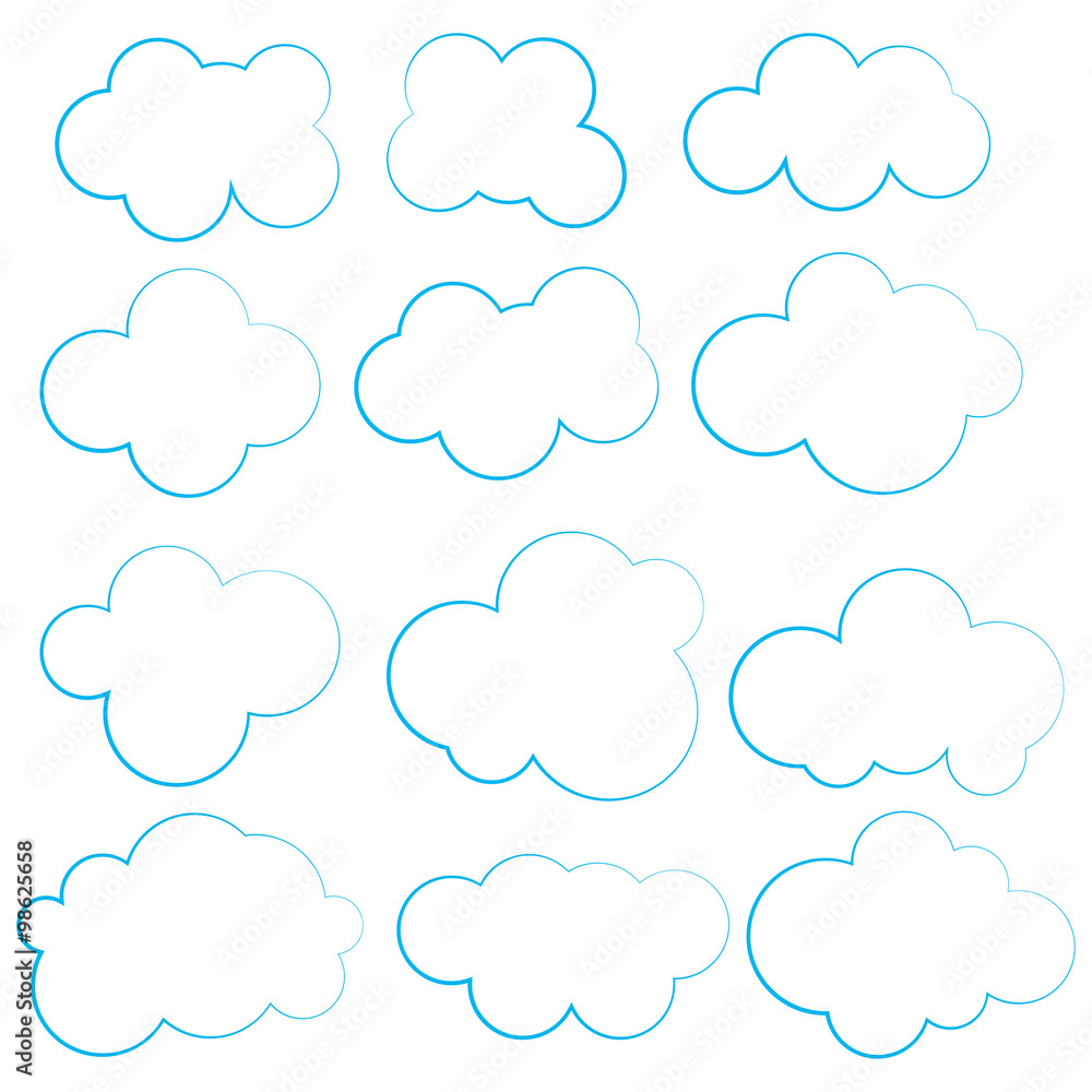 set of clouds on a white background vector