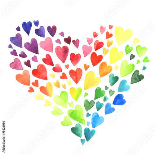 Set of watercolor hearts