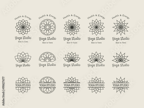Yoga Studio Vector Logo Templates Set