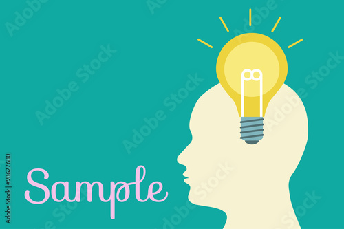 ひらめきの電球とアイディアと思考回路　Light bulb of Idea in head