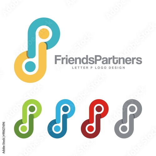 Social Team Work, Partner, Friends, Letter P Design Logo Vector