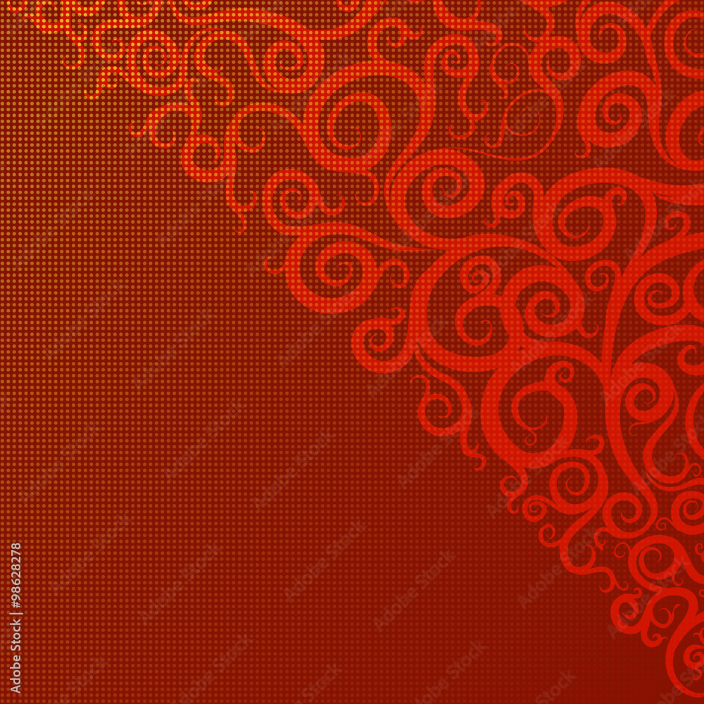 red background with swirls and patterns, corner,vector red background with swirls and patterns, corner,vector