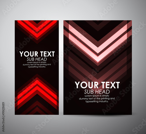 Abstract red Arrow in Brochure business design template or roll up. Vector Illustration 