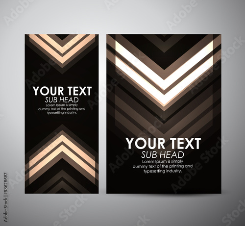 Abstract gold Arrow in Brochure business design template or roll up. Vector Illustration 