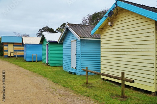 Colorful beach cabins in the Mornington Peninsula near Melbourne in Australia © eqroy