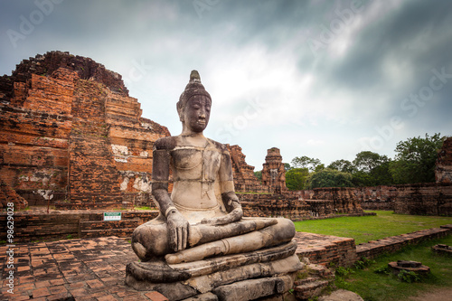 Ancient Buddha Statue in Wat Mahathat. Ayutthaya historical city