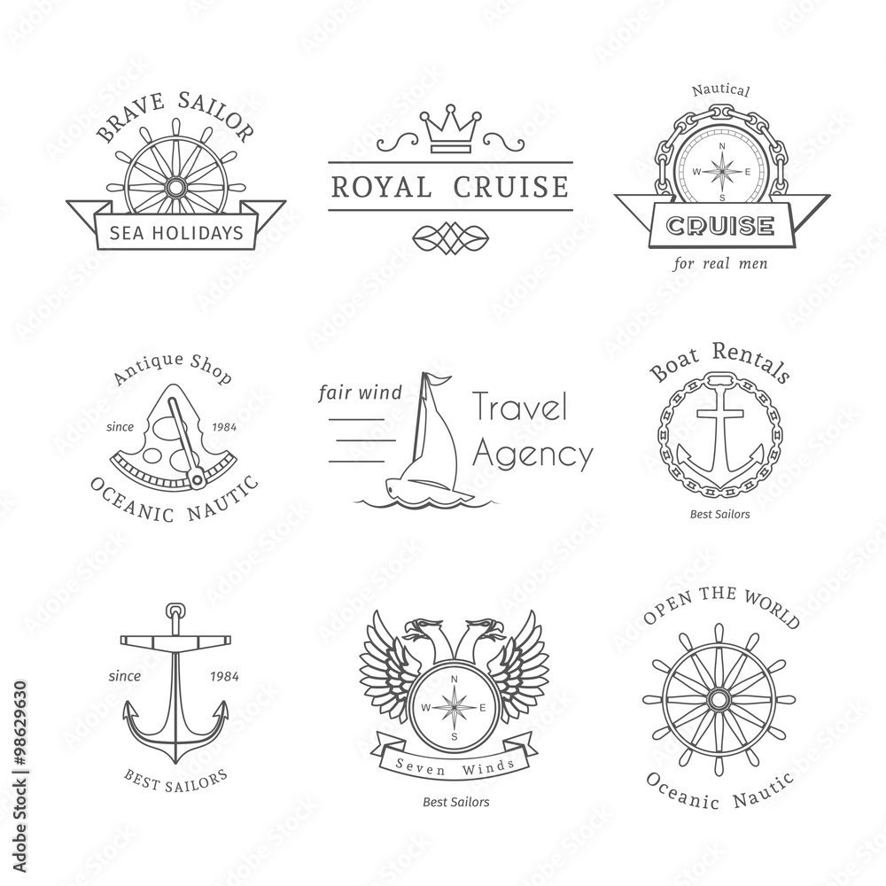 Vector retro nautical logo templates