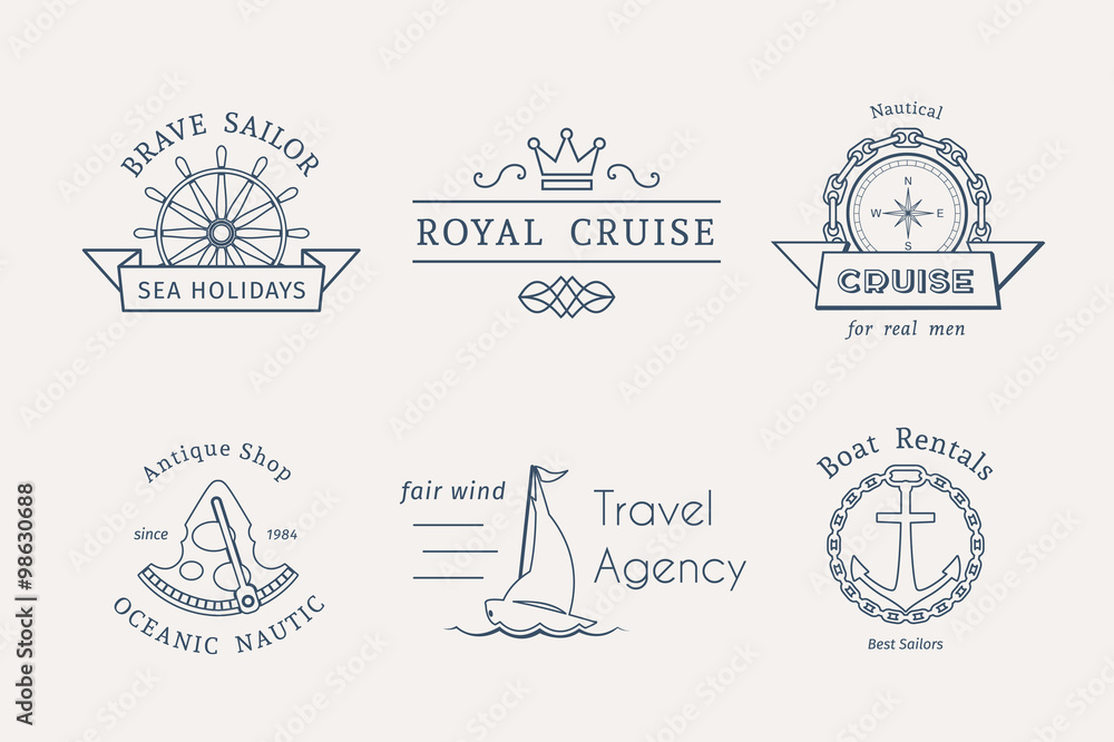 Vector retro nautical logo templates Vector retro nautical logo templates