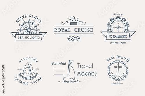 Vector retro nautical logo templates