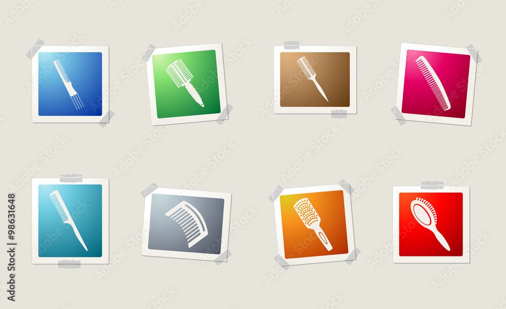 Hairbrushes icon set Hairbrushes icon set