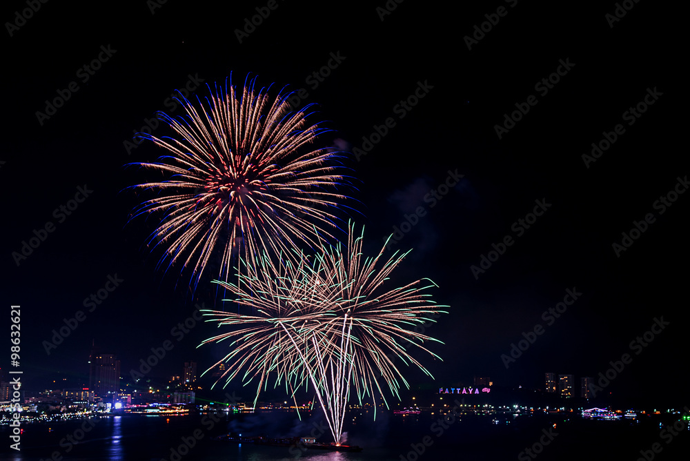 Fireworks celibration in the city Fireworks celibration in the city