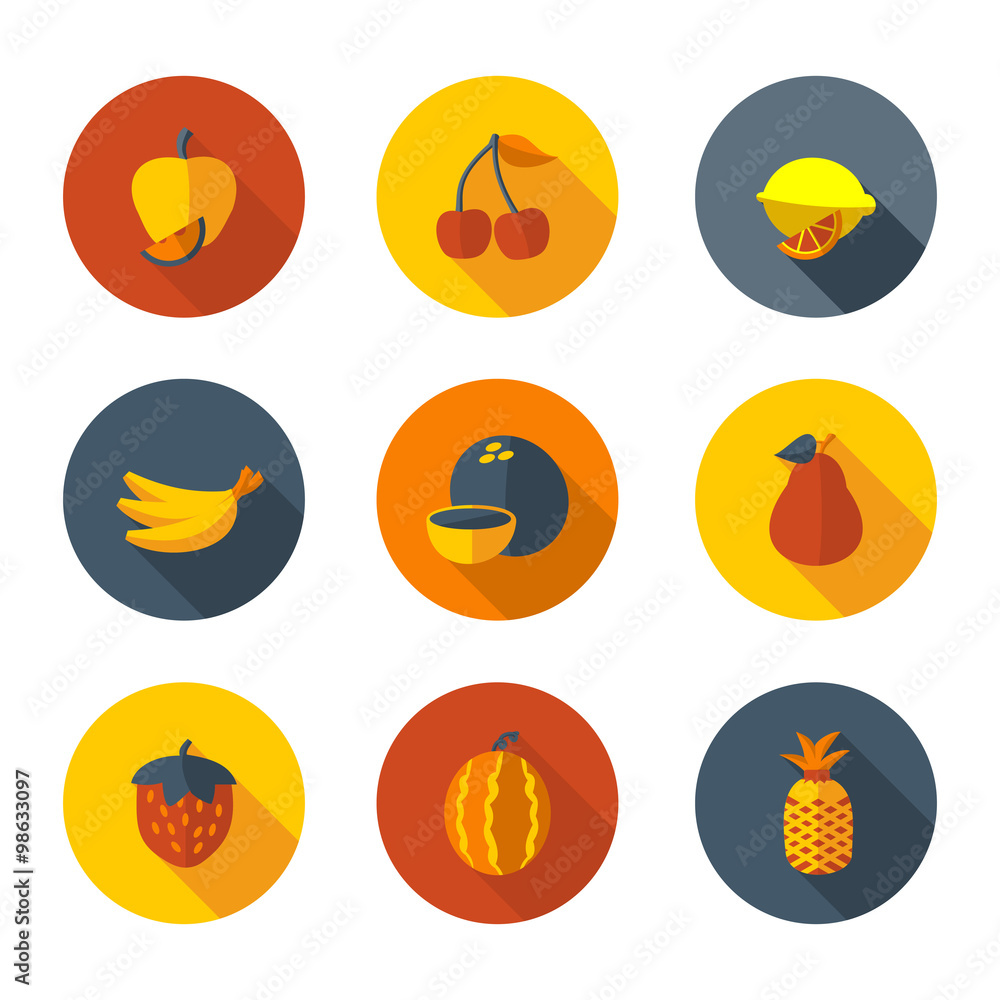 flat fruit icons