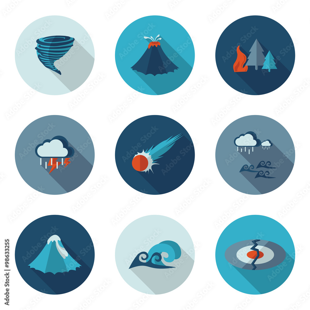 Fototapeta premium flat icons natural disasters