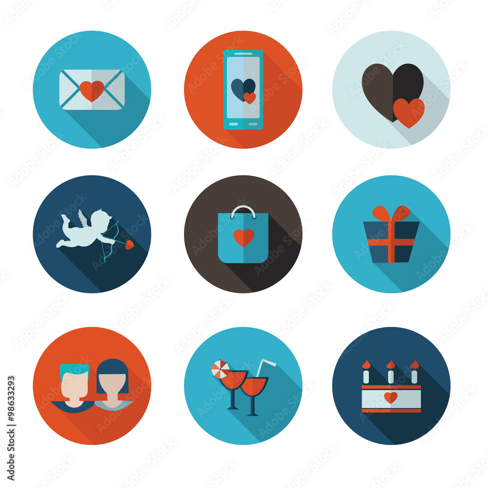 flat icons of Saint Valentine flat icons of Saint Valentine