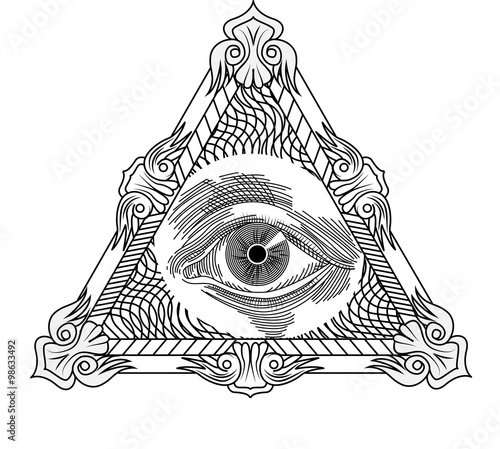 All seeing eye, engraving tattoo style.