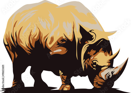 Clipart Vector of Black Rhino
