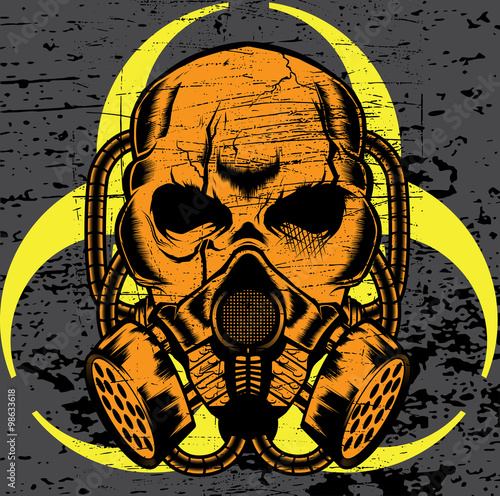skull wearing a gas mask. vector