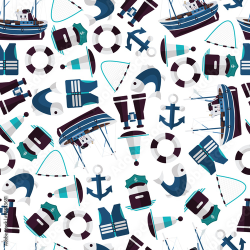 seamless pattern of industrial fishing