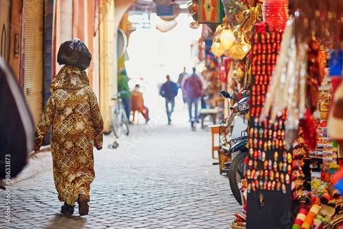 Women on Moroccan market in Marrakech, Morocco photo