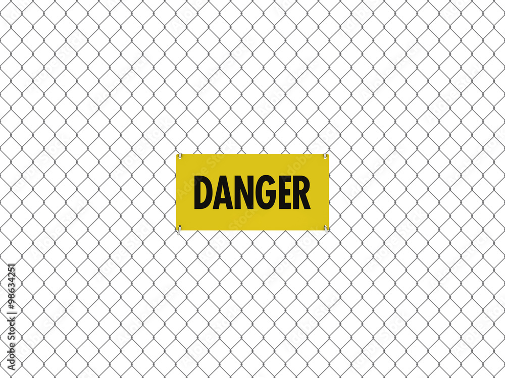 DANGER Sign Seamless Tileable Steel Chain Link Fence DANGER Sign Seamless Tileable Steel Chain Link Fence