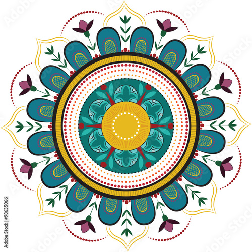 Colored floral mandala